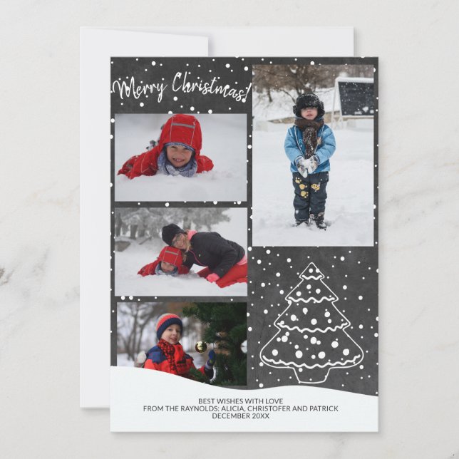 Cartes Pour Fêtes Annuelles Russe Neige Noël Arbre Chalkboard Photo (Devant)