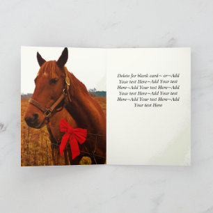 Cartes Pour Fêtes Annuelles Russe Noël Cheval Brown Bow Rouge