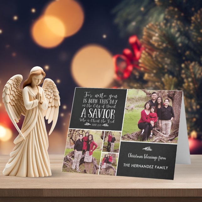Cartes Pour Fêtes Annuelles Russe Noël Verse Chalkboard Holiday Photo (Rustic Christmas Verse Chalkboard Holiday Photo Card)