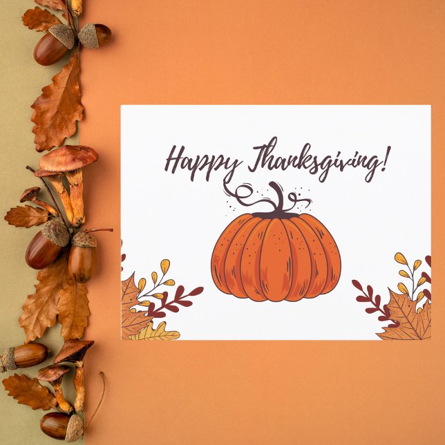 Cartes Pour Fêtes Annuelles Russe Orange Citrouille et Feuilles d'automne Than (Créateur téléchargé)