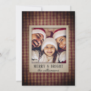 Cartes Pour Fêtes Annuelles Russe Pays Plaid Homespun Photo Famille