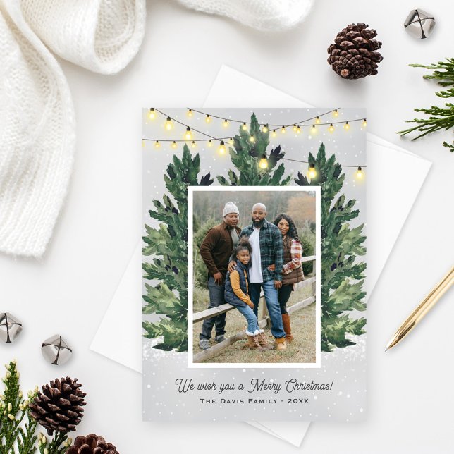 Cartes Pour Fêtes Annuelles Russe Photo Famille Ferme d'Arbre de Noël (Créateur téléchargé)