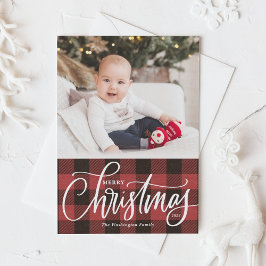 Cartes Pour Fêtes Annuelles Russe Red Buffalo Plaid Joyeux Noël Photo