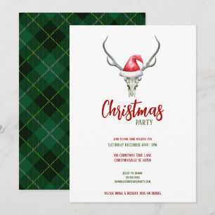 Cartes Pour Fêtes Annuelles Russe Reindeer Crâne Santa Hat Noël fête