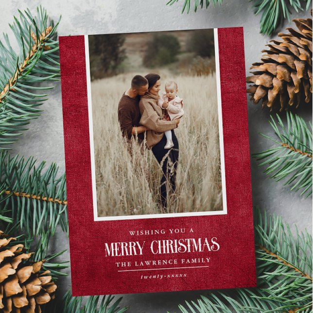 Cartes Pour Fêtes Annuelles Russe Rouge hiver Noël photo simple (Créateur téléchargé)