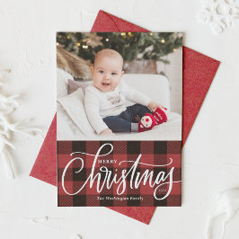 Cartes Pour Fêtes Annuelles Russe Rouge Plaid Joyeux Noël Photo