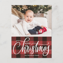 Cartes Pour Fêtes Annuelles Russe Rouge Plaid Joyeux Noël Photo