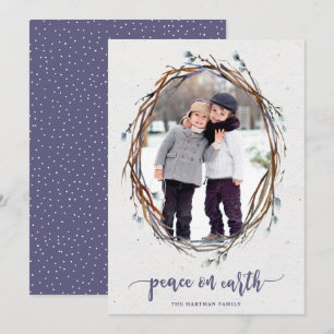 Cartes Pour Fêtes Annuelles Russie Wreath Peace on Earth Photo violet