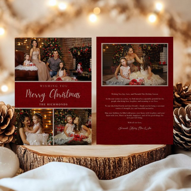 Cartes Pour Fêtes Annuelles Rustic 5 photo collage Joyeux Noël famille (Créateur téléchargé)