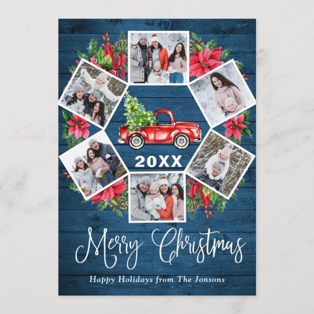 Cartes Pour Fêtes Annuelles Rustic 6 PHOTO Joyeux voeux de Noël (Devant)