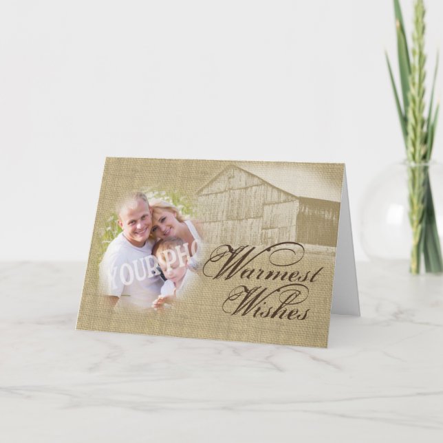 Cartes Pour Fêtes Annuelles Rustic Barne Pays Photo (Devant)