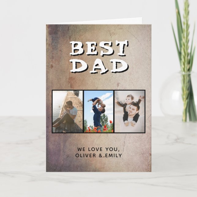 Cartes Pour Fêtes Annuelles Rustic Best Papa Fête des pères 3 Photo (Devant)