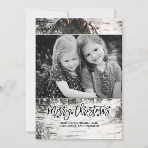 Cartes Pour Fêtes Annuelles Rustic Birch Bark Joyeux Noël Photo