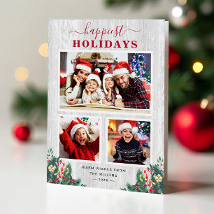 Cartes Pour Fêtes Annuelles Rustic Birch Mistletoe Happy Holidays 3 Photo