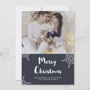Cartes Pour Fêtes Annuelles Rustic Chic Snowflakes avec photo