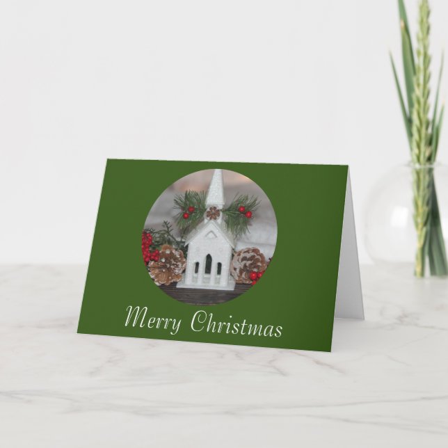 Cartes Pour Fêtes Annuelles Rustic Church Christmas James 1:17 Personnalisé (Devant)