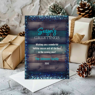 Cartes Pour Fêtes Annuelles Rustic Country Noël parties scintillant bleue