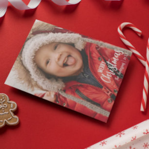 Cartes Pour Fêtes Annuelles Rustic Country Plaid Joyeux Noël Photo de famille