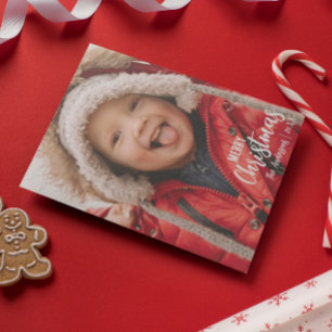 Cartes Pour Fêtes Annuelles Rustic Country Plaid Joyeux Noël Photo de famille