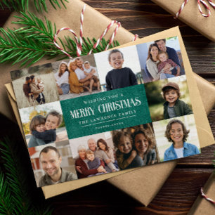 Cartes Pour Fêtes Annuelles Rustic Emerald Green Noël 10 Photos Collage