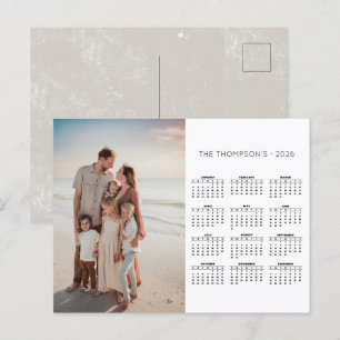 Cartes Pour Fêtes Annuelles Rustic Family Photo 2026 Calendrier 12 mois