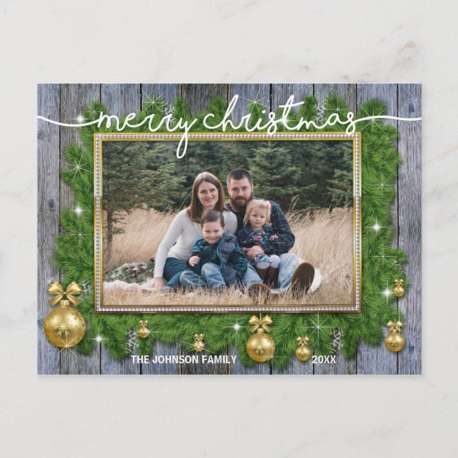 Cartes Pour Fêtes Annuelles Rustic Gold Famille Portrait (Devant)