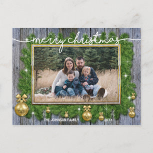 Cartes Pour Fêtes Annuelles Rustic Gold Famille Portrait PHOTO