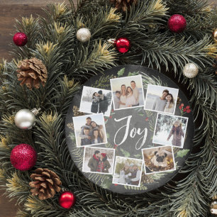 Cartes Pour Fêtes Annuelles Rustic Joy Wreath   Photo Collage Noël