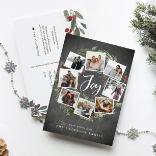 Cartes Pour Fêtes Annuelles Rustic Joy Wreath   Rustic Photo Collage Noël