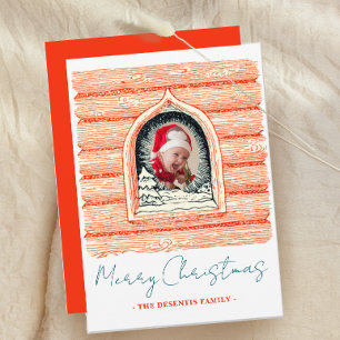 Cartes Pour Fêtes Annuelles Rustic Log Cabine photo de Noël