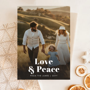 Cartes Pour Fêtes Annuelles Rustic Love and Peace Photo de famille Noël