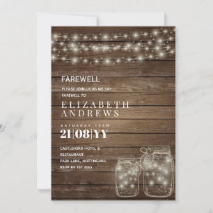 Cartes Pour Fêtes Annuelles Rustic Mason Jars Éclairage Wood FAREWELL Adieu
