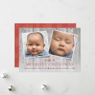 Cartes Pour Fêtes Annuelles Rustic Merriest Christmas 2 Photos