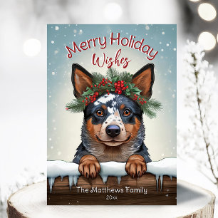 Cartes Pour Fêtes Annuelles Rustic Merry souhaite australien chien de bétail S