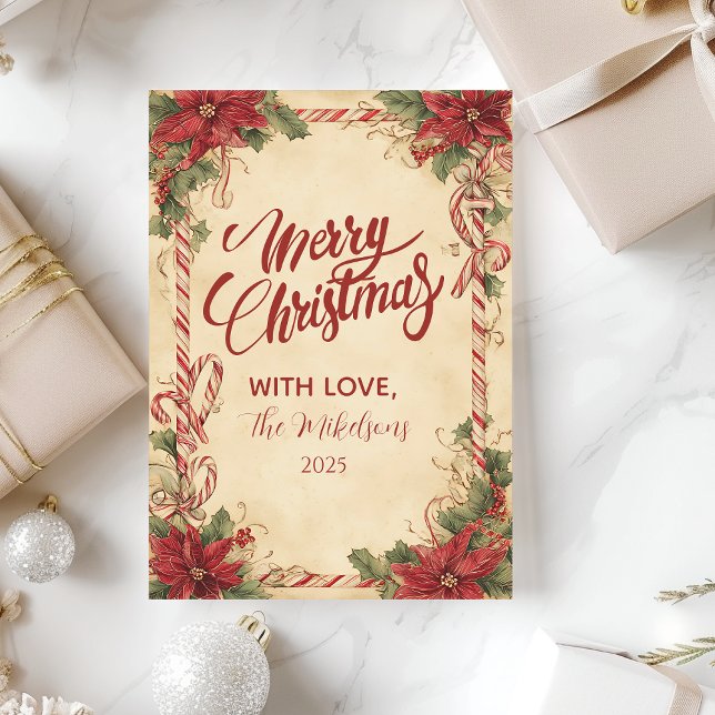 Cartes Pour Fêtes Annuelles Rustic Poinsettia Holiday (Créateur téléchargé)