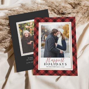 Cartes Pour Fêtes Annuelles Rustic Red Buffalo Joué Joyeux Vacances Photo