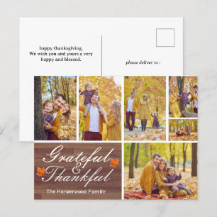 Cartes Pour Fêtes Annuelles Rustic Wood Fall remercier la famille photo collag