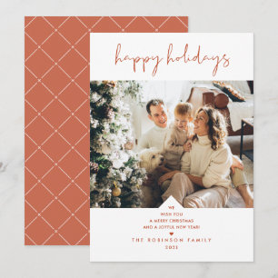 Cartes Pour Fêtes Annuelles Rustique Boho Terracotta rouille Élégant Script Ph