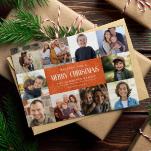 Cartes Pour Fêtes Annuelles Rustique Burnt Orange Noël 10 Photos Collage