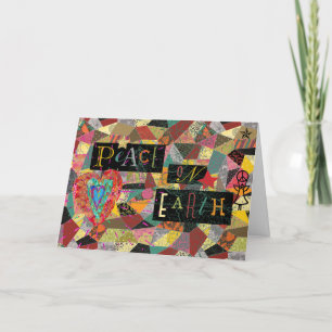 Cartes Pour Fêtes Annuelles Rustique Crazy Quilt Paix sur Terre