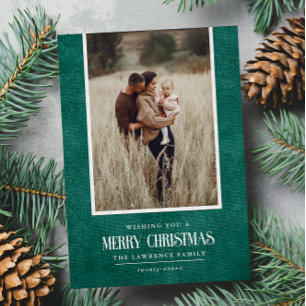 Cartes Pour Fêtes Annuelles Rustique Émeraude Vert hiver Noël Photo simple