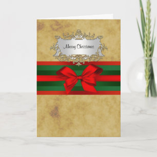 Cartes Pour Fêtes Annuelles Rustique en état de détresse, Rouge & Vert Ruban N