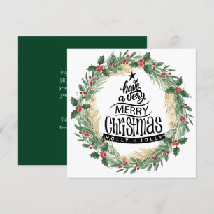 Cartes Pour Fêtes Annuelles Rustique Green Fun Script Aquarelle Verdure Simple