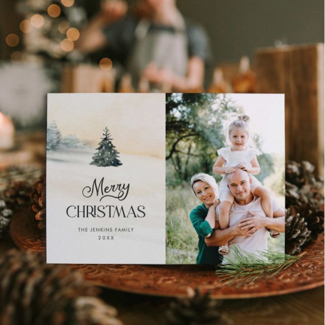 Cartes Pour Fêtes Annuelles Rustique Joyeux Noël Photo (Rustic Merry Christmas Photo Card)