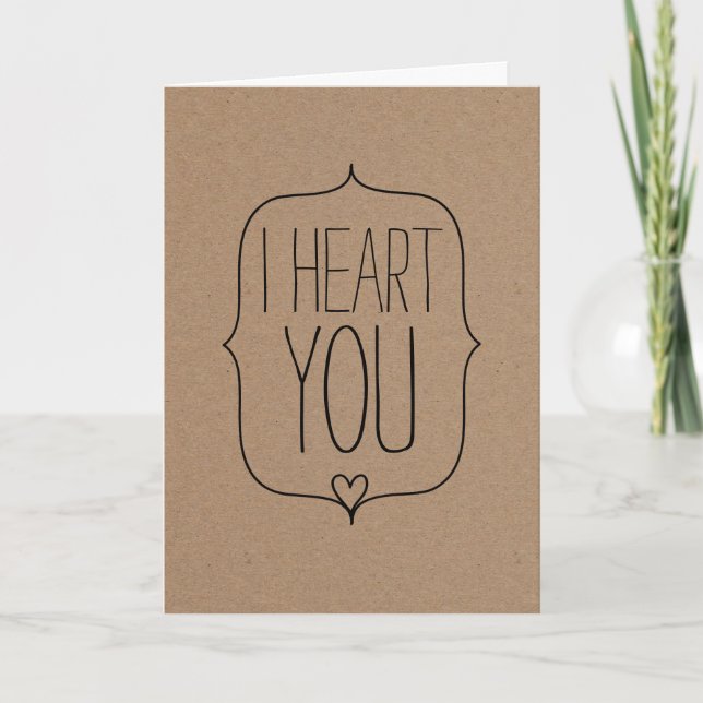 Cartes Pour Fêtes Annuelles Rustique Kraft Papier mignon Coeur Valentines Day (Devant)