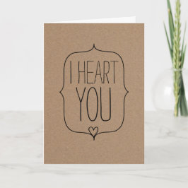 Cartes Pour Fêtes Annuelles Rustique Kraft Papier mignon Coeur Valentines Day