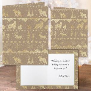 Cartes Pour Fêtes Annuelles Rustique Kraft Sweater Nordic Gold Animaux d'hiver