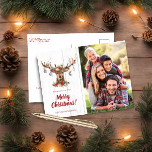 Cartes Pour Fêtes Annuelles Rustique mignonne Noël Cerfs Ornements de vacances