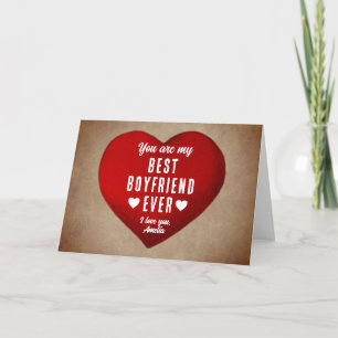 Cartes Pour Fêtes Annuelles Rustique Mon Meilleur Petit Ami Ever Cœur Rouge