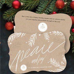 Cartes Pour Fêtes Annuelles Rustique Paix Et Joie Écriture Manuelle Script Ent